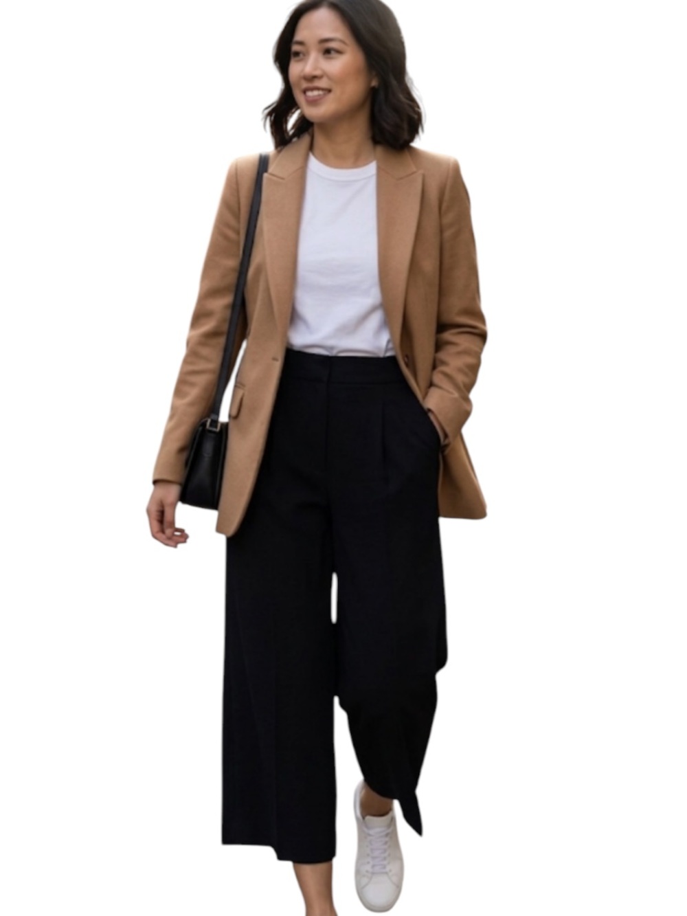 Aritzia Babaton Black Wide Leg Cropped Pants Women Elastic Back Pockets 0
W
